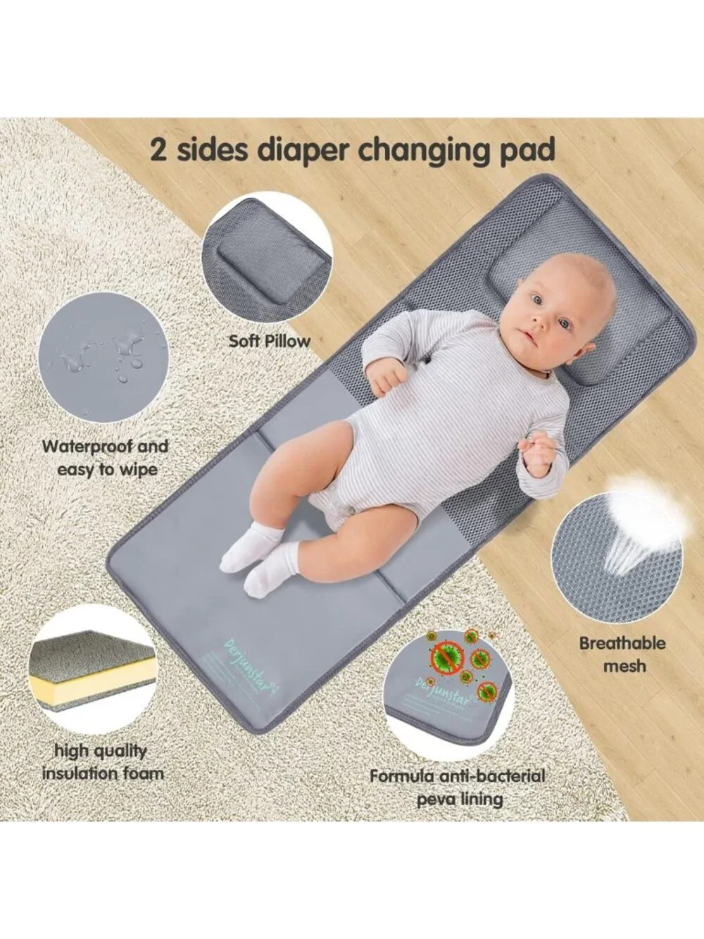 Large Capacity Waterproof Diaper Bag Backpack with Changing Pad & USB Port